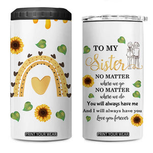 Sister Gifts 4 in 1 Can Cooler Tumbler Send Love To My Sister Missing You Sunflower TB10 One Size: 16 oz White Print Your Wear