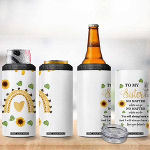 Sister Gifts 4 in 1 Can Cooler Tumbler Send Love To My Sister Missing You Sunflower TB10 Print Your Wear