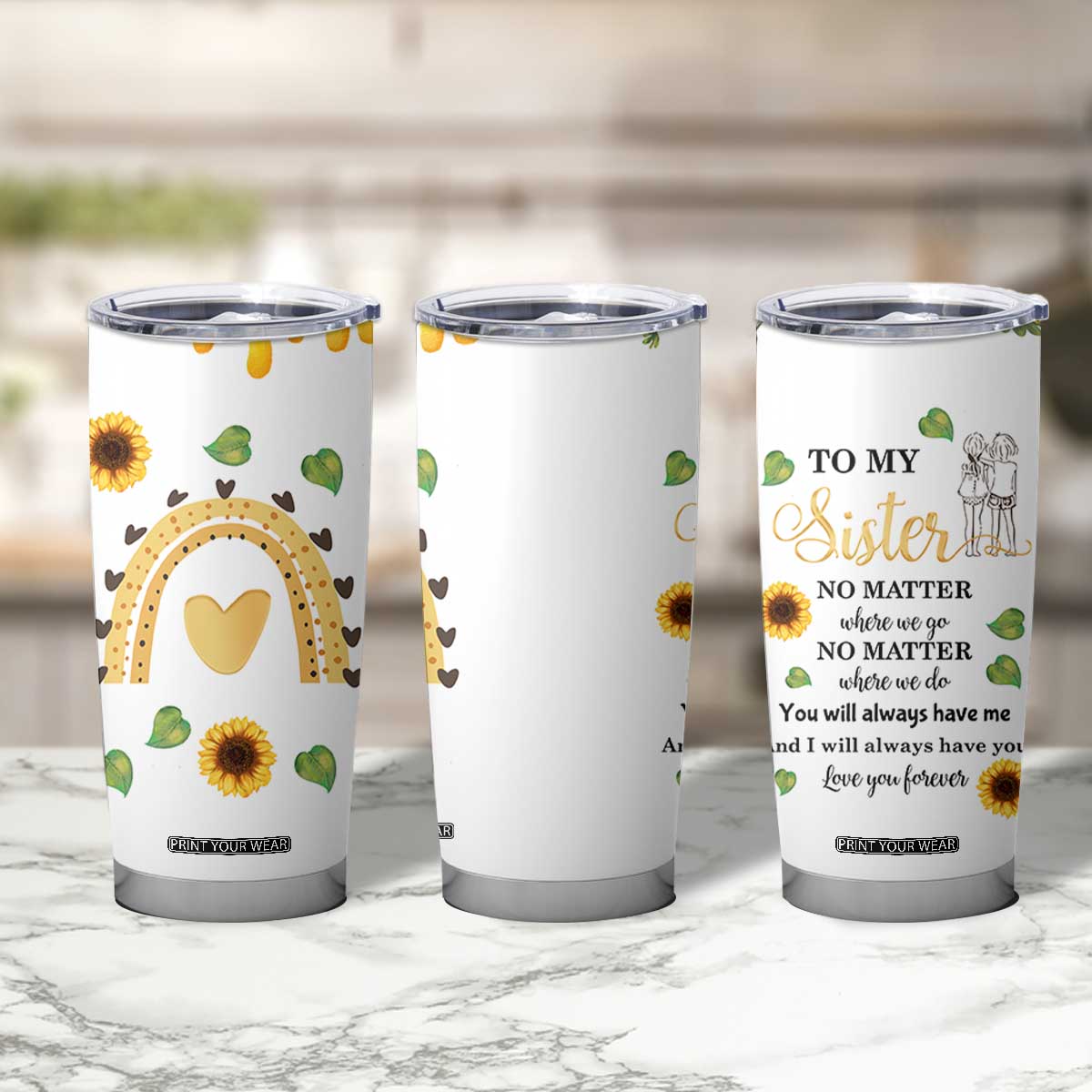 Sister Gifts Tumbler Cup Send Love To My Sister Missing You Sunflower TB10 Print Your Wear