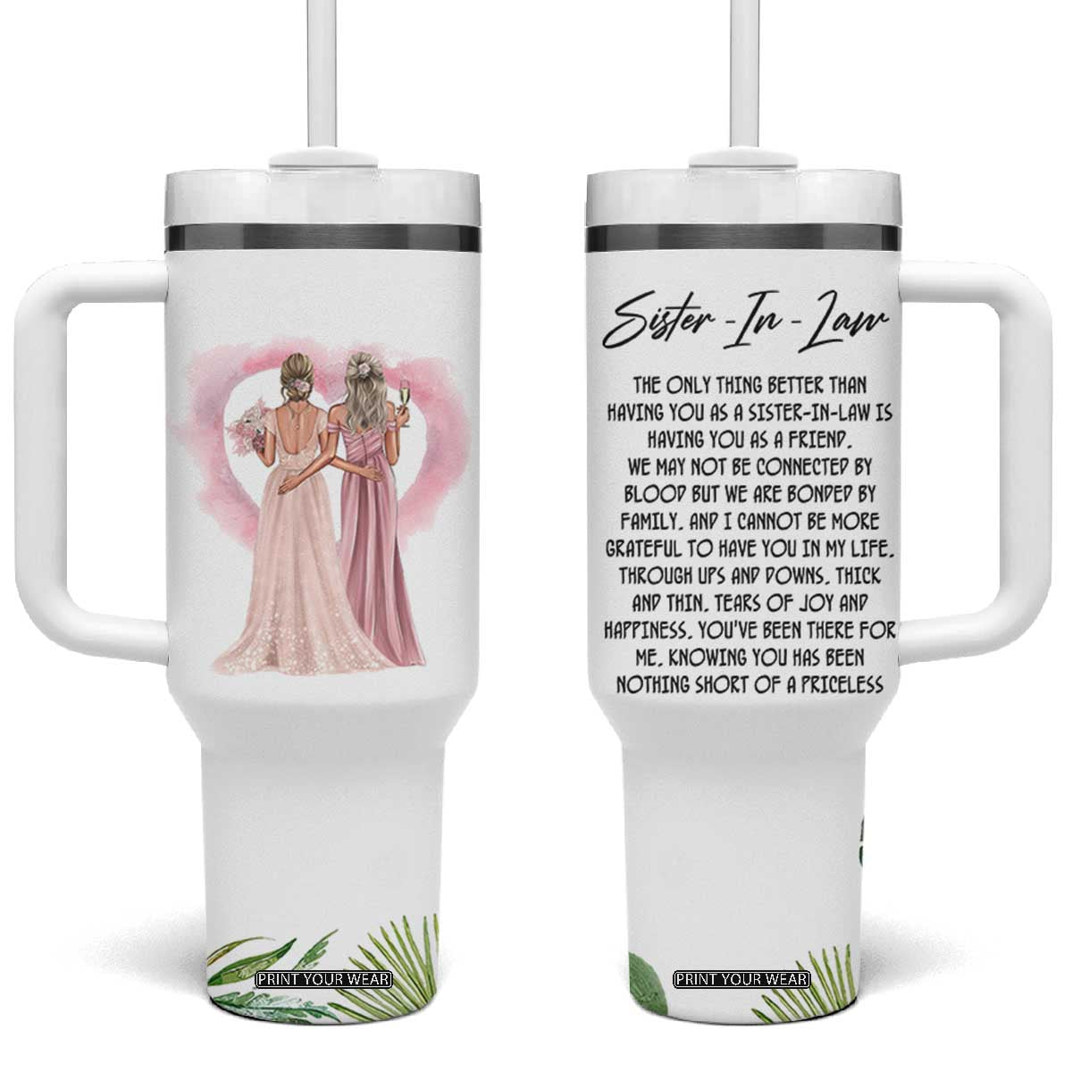 Sister in Law Gifts Tumbler With Handle Sis Engagement Wedding Gift TB10 One Size: 40 oz White Print Your Wear