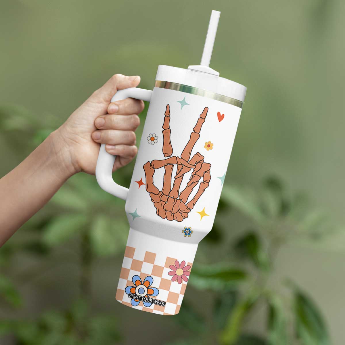 Sister Gift Tumbler With Handle Being My Sister Is The Only Gift You Need Sarcastic Groovy Flowers TB10 Print Your Wear