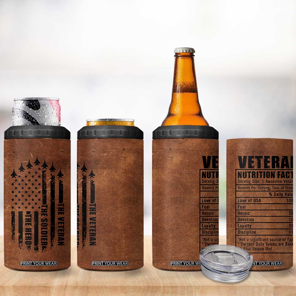 Veteran Gifts 4 in 1 Can Cooler Tumbler Veterans Army Navy Air Force Marine Corps TB10 Print Your Wear