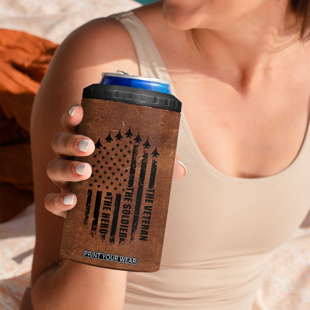Veteran Gifts 4 in 1 Can Cooler Tumbler Veterans Army Navy Air Force Marine Corps TB10 Print Your Wear
