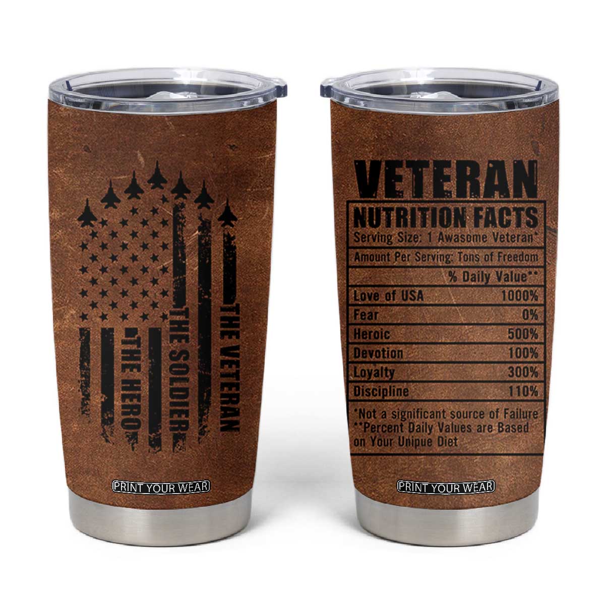 Veteran Gifts Tumbler Cup Veterans Army Navy Air Force Marine Corps TB10 Black Print Your Wear