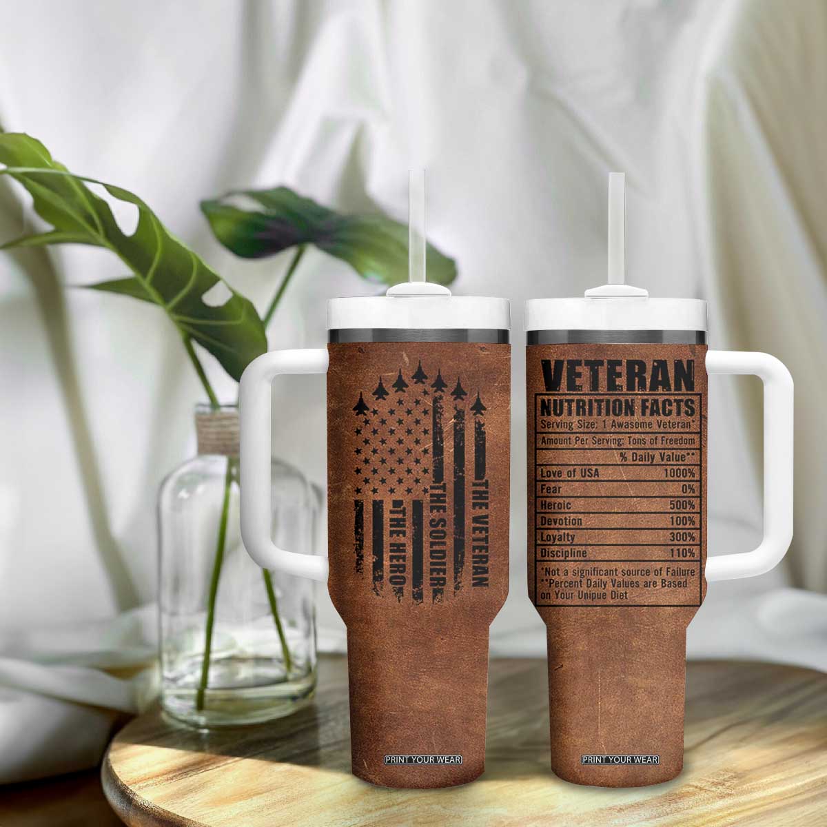 Veteran Gifts Tumbler With Handle Veterans Army Navy Air Force Marine Corps TB10 Print Your Wear