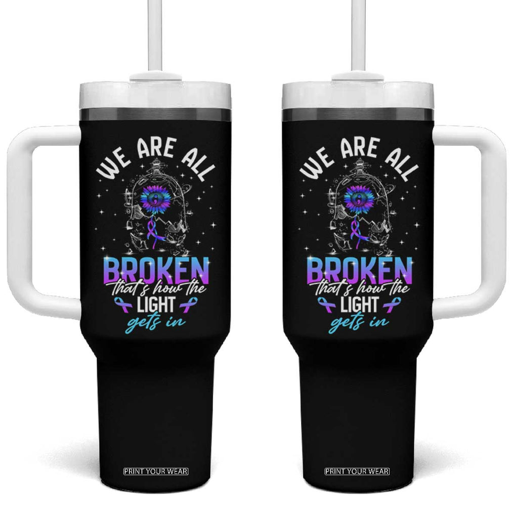 Suicide Prevention Awareness Tumbler With Handle Teal Purple Ribbon Semicolon Stay Tomorrow Needs You Warrior Therapist Psychologist TB10 One Size: 40 oz Black Print Your Wear
