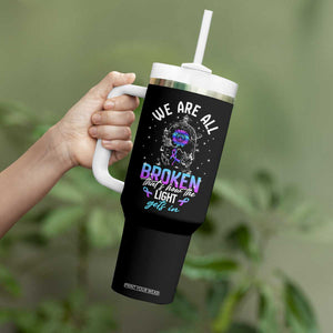 Suicide Prevention Awareness Tumbler With Handle Teal Purple Ribbon Semicolon Stay Tomorrow Needs You Warrior Therapist Psychologist TB10 Print Your Wear