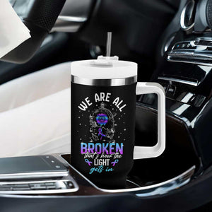 Suicide Prevention Awareness Tumbler With Handle Teal Purple Ribbon Semicolon Stay Tomorrow Needs You Warrior Therapist Psychologist TB10 Print Your Wear
