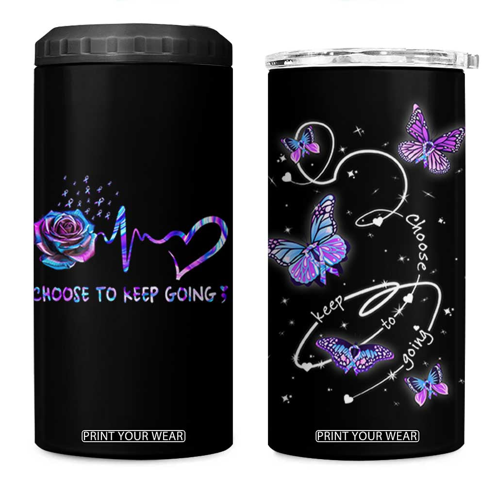 Suicide Prevention Awareness 4 in 1 Can Cooler Tumbler Choose To Keep Going TB10 One Size: 16 oz Black Print Your Wear