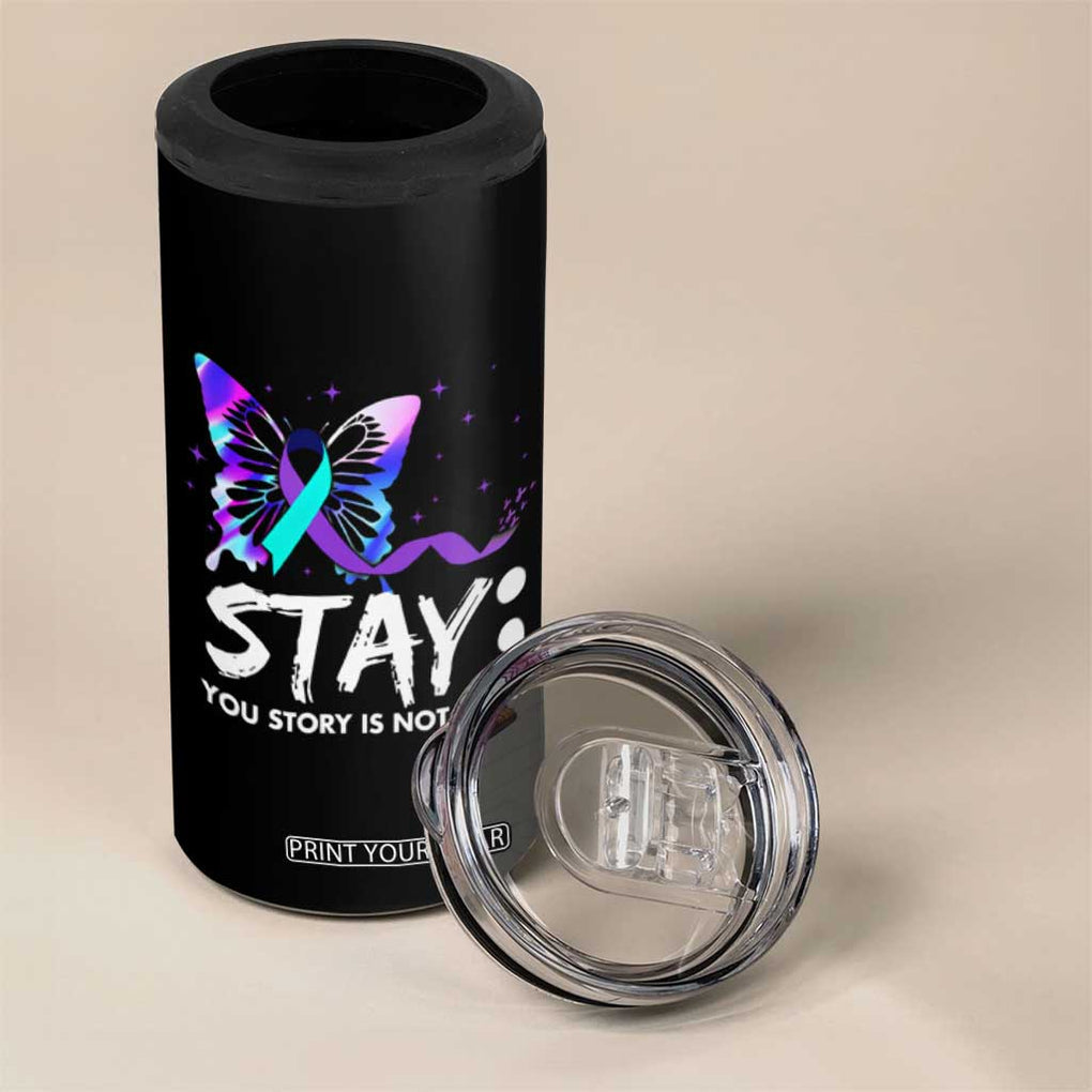 Suicide Prevention Awareness 4 in 1 Can Cooler Tumbler Teal Purple Ribbon Sunflower We Are All Broken That's How the Light Gets In Therapist Psychologist TB10 Print Your Wear