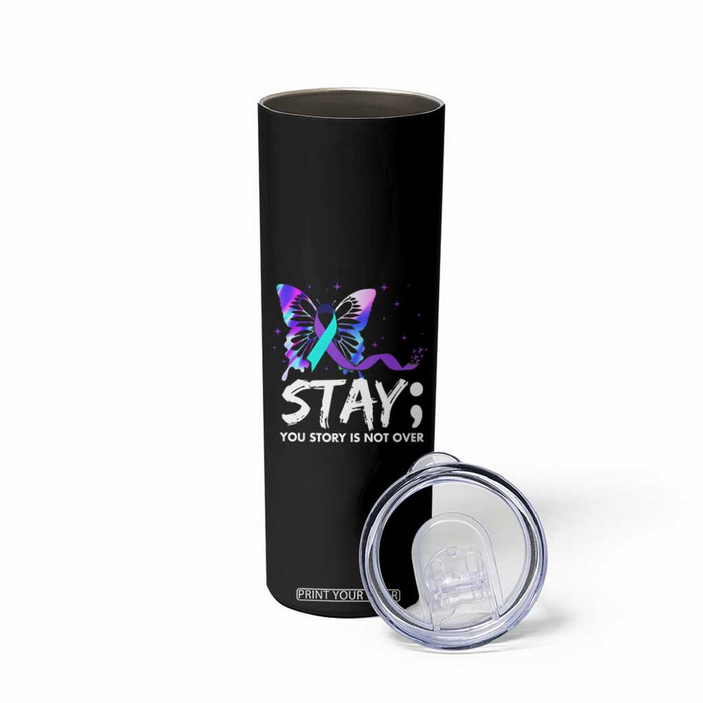 Suicide Prevention Awareness Skinny Tumbler Teal Purple Ribbon Sunflower We Are All Broken That's How the Light Gets In Therapist Psychologist TB10 Print Your Wear