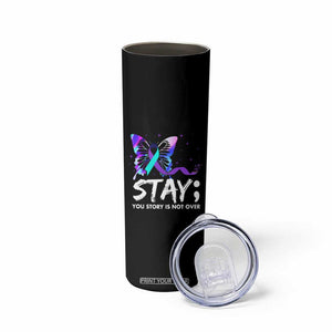 Suicide Prevention Awareness Skinny Tumbler Teal Purple Ribbon Sunflower We Are All Broken That's How the Light Gets In Therapist Psychologist TB10 Print Your Wear