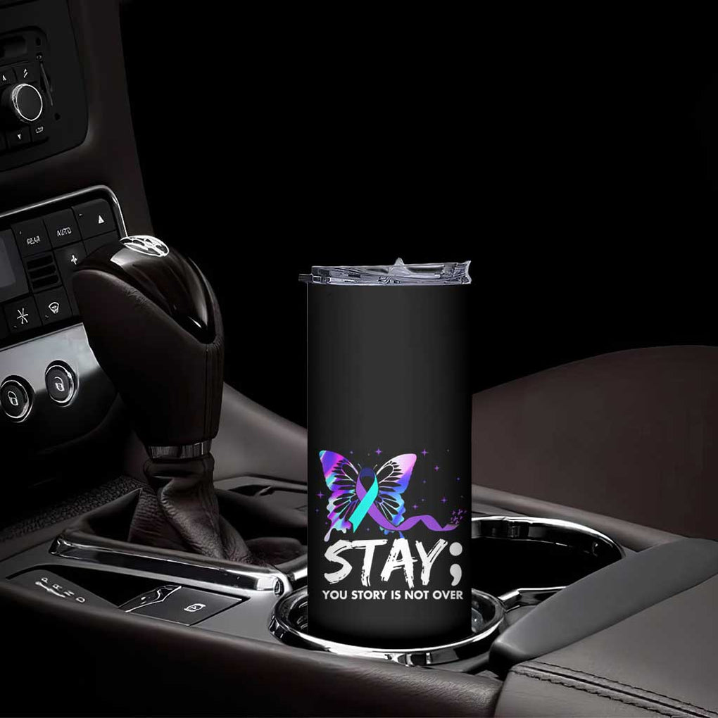 Suicide Prevention Awareness Skinny Tumbler Teal Purple Ribbon Sunflower We Are All Broken That's How the Light Gets In Therapist Psychologist TB10 Print Your Wear