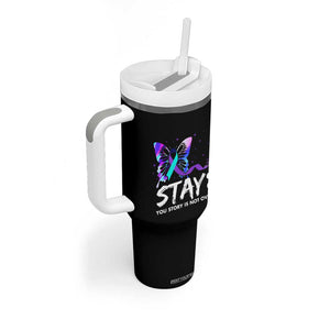 Suicide Prevention Awareness Tumbler With Handle Teal Purple Ribbon Sunflower We Are All Broken That's How the Light Gets In Therapist Psychologist TB10 Print Your Wear