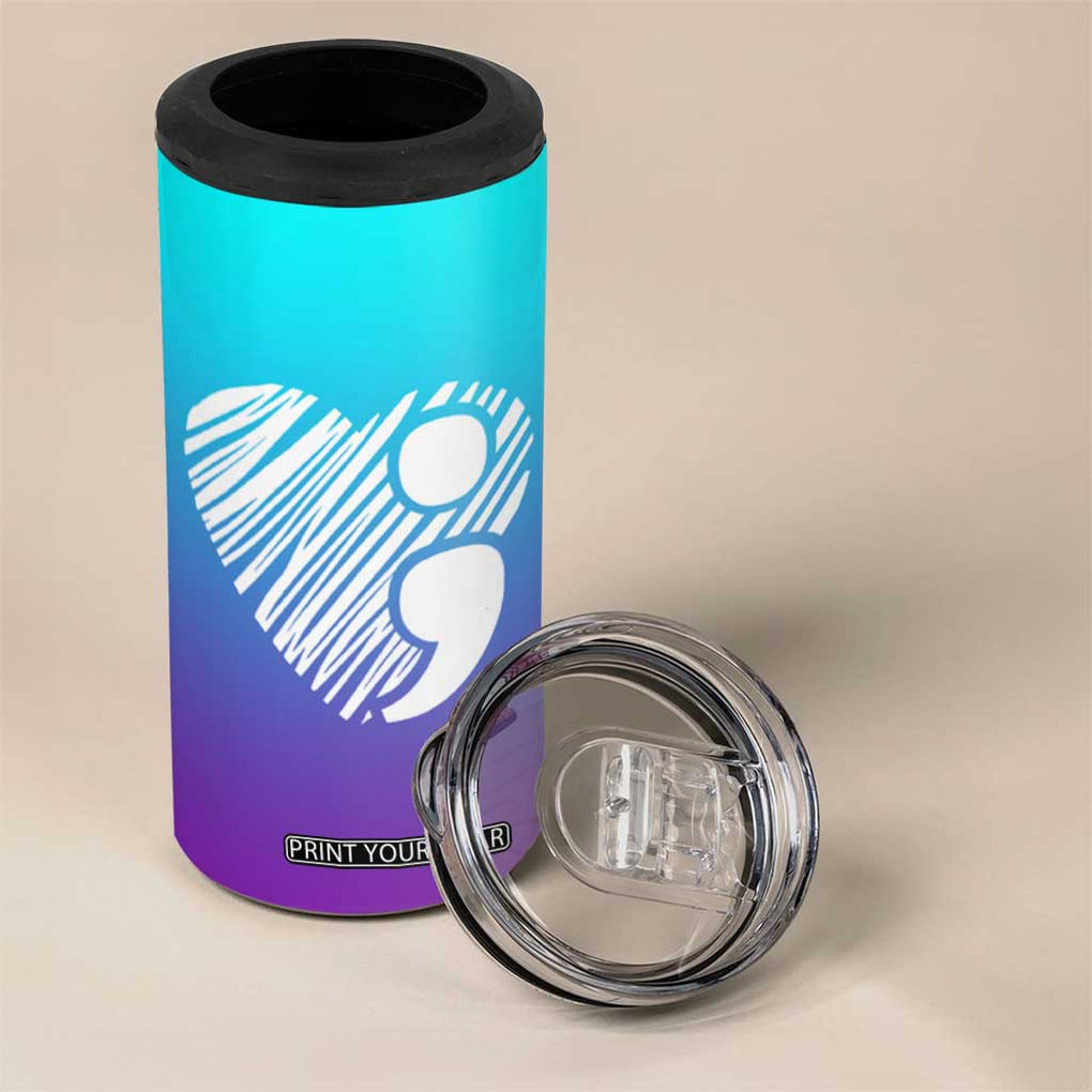 Suicide Prevention Awareness 4 in 1 Can Cooler Tumbler Teal Purple Ribbon Stay World Needs You Call 988 Mental Health Groovy TB10 Print Your Wear