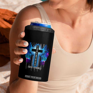Suicide Prevention Awareness 4 in 1 Can Cooler Tumbler Let Your Faith Be Bigger Than Your Fear Teal Purple Christian American Flag TB10 Print Your Wear
