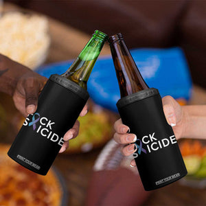 Suicide Prevention Awareness 4 in 1 Can Cooler Tumbler Teal Purple Ribbon Fuck Suicide TB10 Print Your Wear