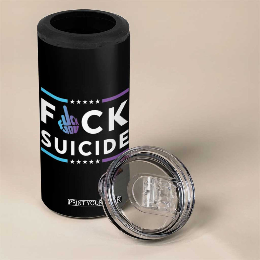 Suicide Prevention Awareness 4 in 1 Can Cooler Tumbler Teal Purple Fuck Suicide TB10 Print Your Wear