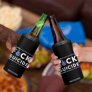 Suicide Prevention Awareness 4 in 1 Can Cooler Tumbler Teal Purple Fuck Suicide TB10 Print Your Wear