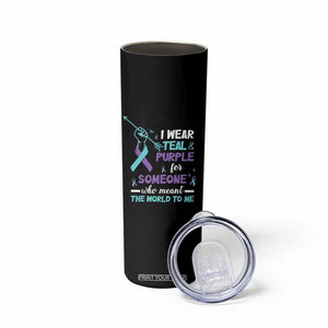 Suicide Prevention Awareness Skinny Tumbler American Flag Teal & Purple Ribbon Support You Matter Therapist Psychologist TB10 Print Your Wear