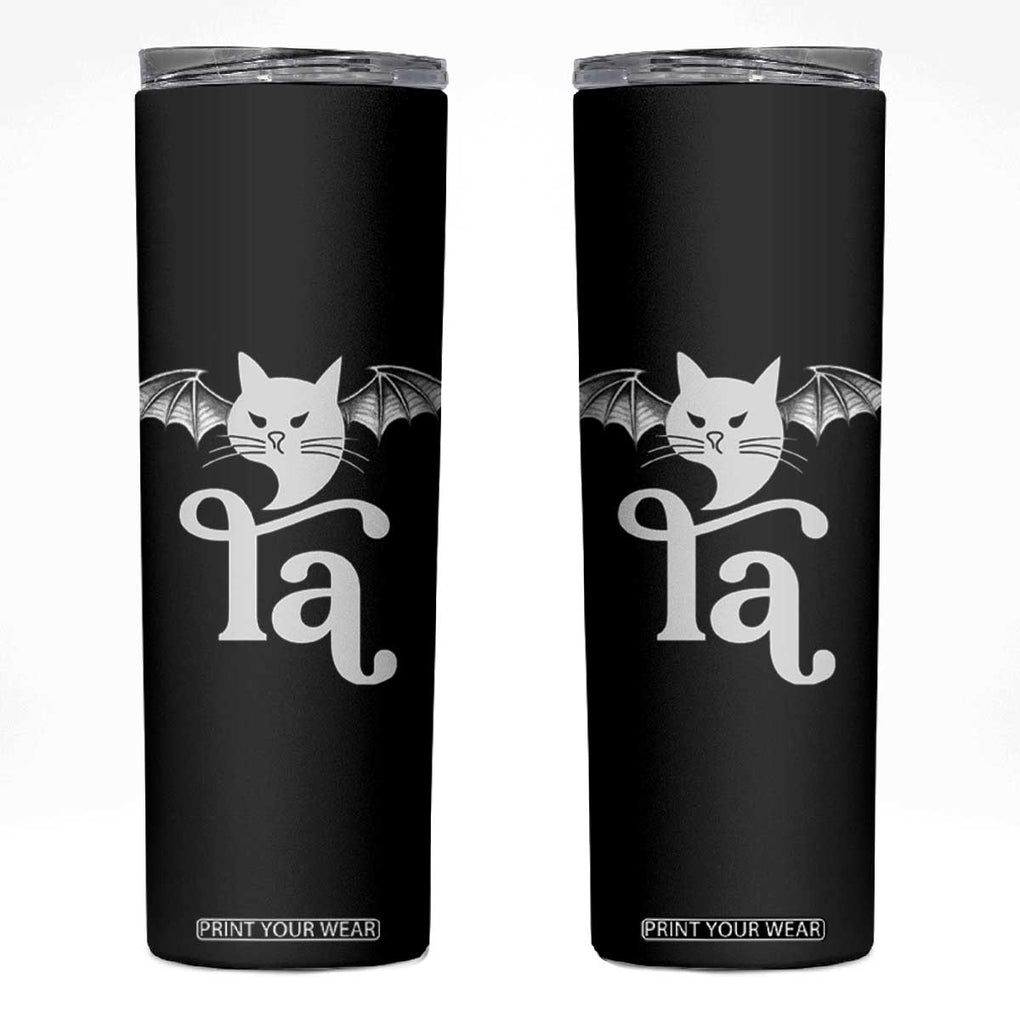 Kamala Harris 2024 President Skinny Tumbler Comma La Funny Cat Bat Wings Halloween TB10 Black Print Your Wear