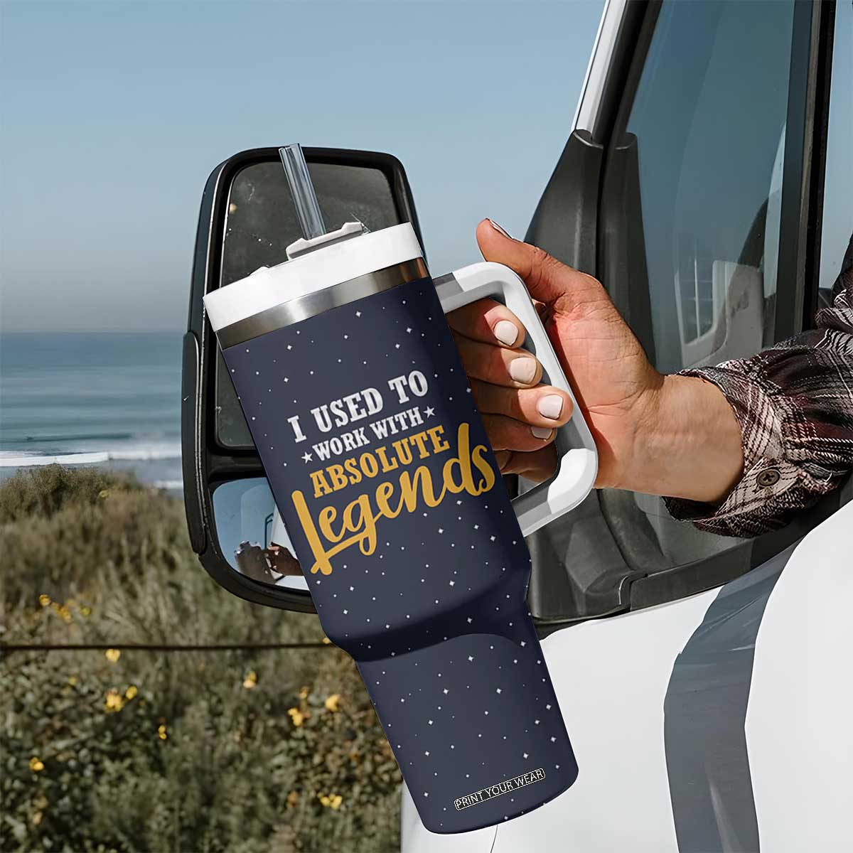 Going Away Gift For Coworker Tumbler With Handle I Used To Work With Absolute Legend TB10 Print Your Wear