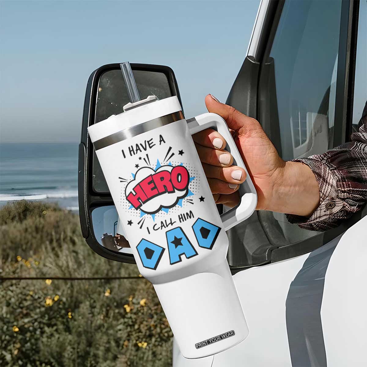 Gifts For Dad Tumbler With Handle I Have A Hero, I Call Him Dad TB10 Print Your Wear