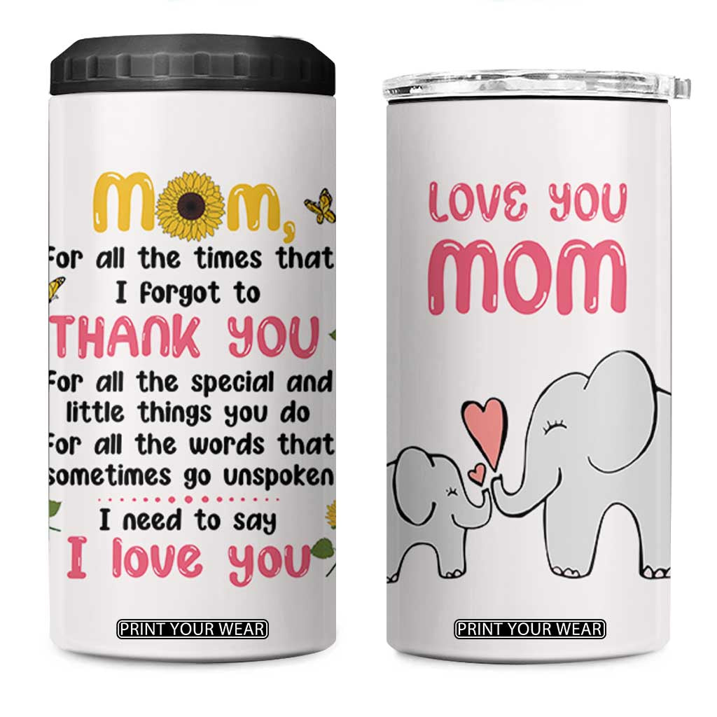 Mom Gifts From Kids 4 in 1 Can Cooler Tumbler Mothers Day Gifts Remember I Love You Mom Sunflower TB10 One Size: 16 oz Beige Print Your Wear