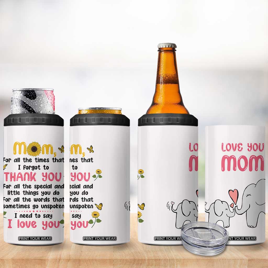 Mom Gifts From Kids 4 in 1 Can Cooler Tumbler Mothers Day Gifts Remember I Love You Mom Sunflower TB10 Print Your Wear