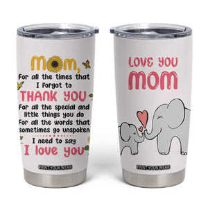 Mom Gifts From Kids Tumbler Cup Mothers Day Gifts Remember I Love You Mom Sunflower TB10 Beige Print Your Wear