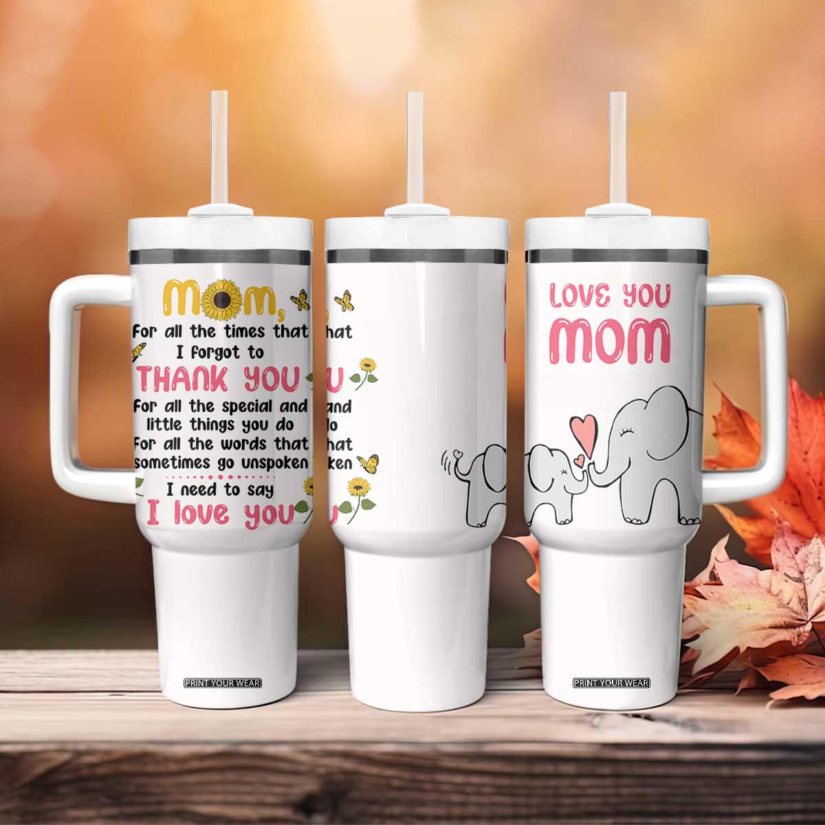 Mom Gifts From Kids Tumbler With Handle Mothers Day Gifts Remember I Love You Mom Sunflower TB10 Print Your Wear