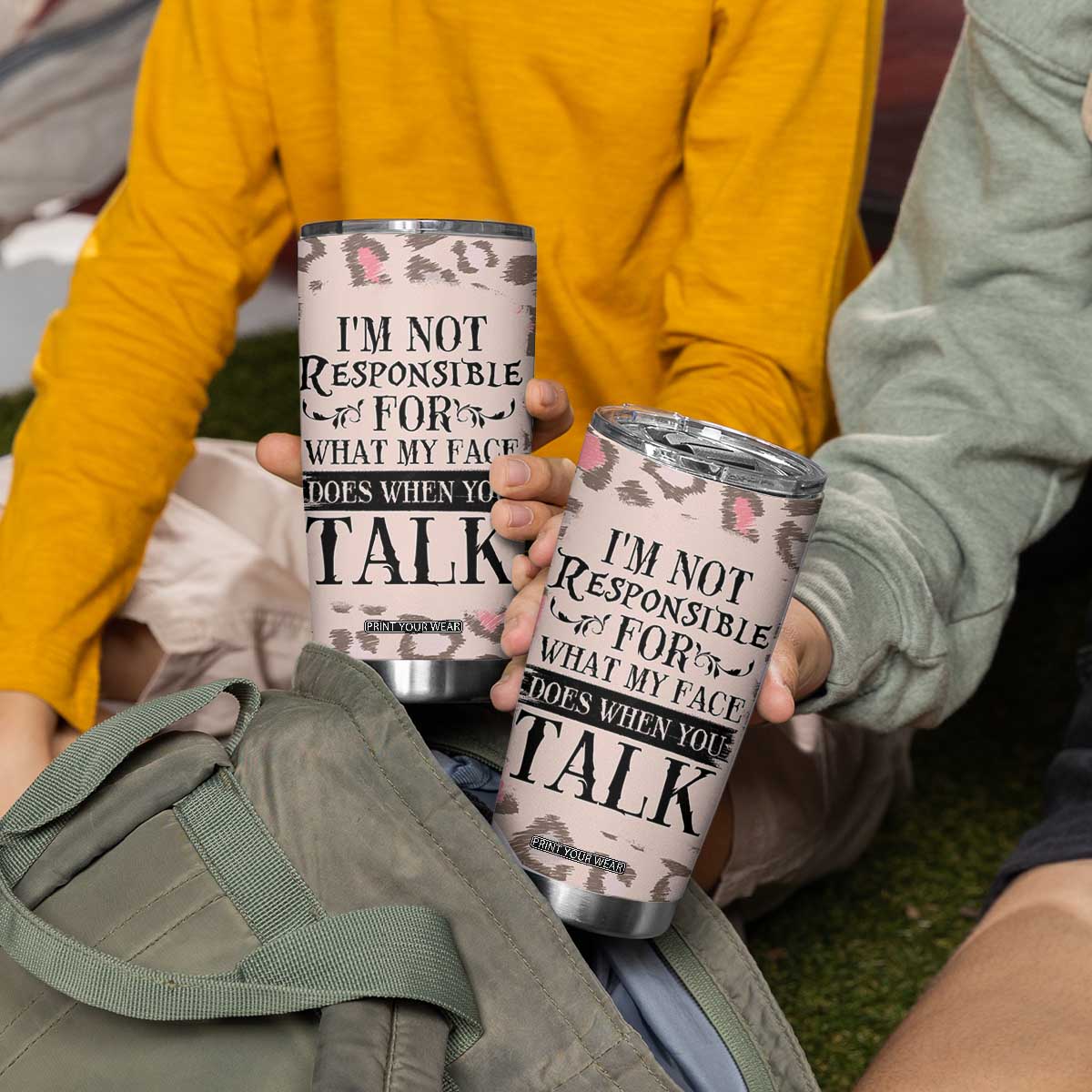 Funny Sarcasm Tumbler Cup I'm Not Responsible For What My Face Does When You Talk Leopard TB10 Print Your Wear