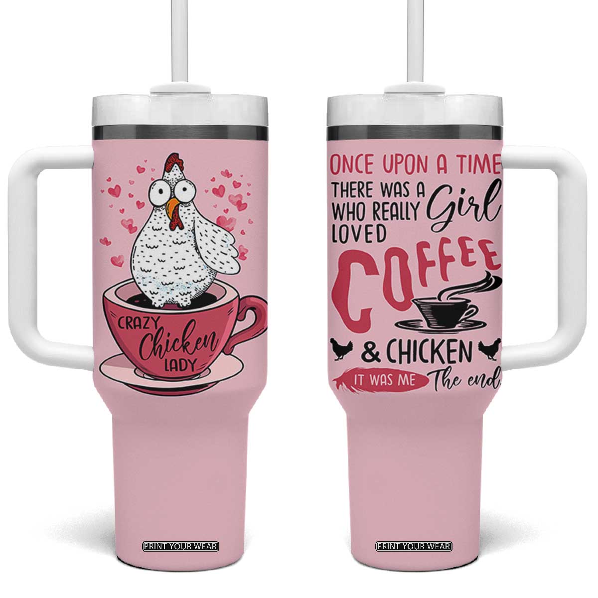 Crazy Chicken Lady Tumbler With Handle Funny Farmhouse Garden Animal Lover Gifts TB10 One Size: 40 oz Pink Print Your Wear