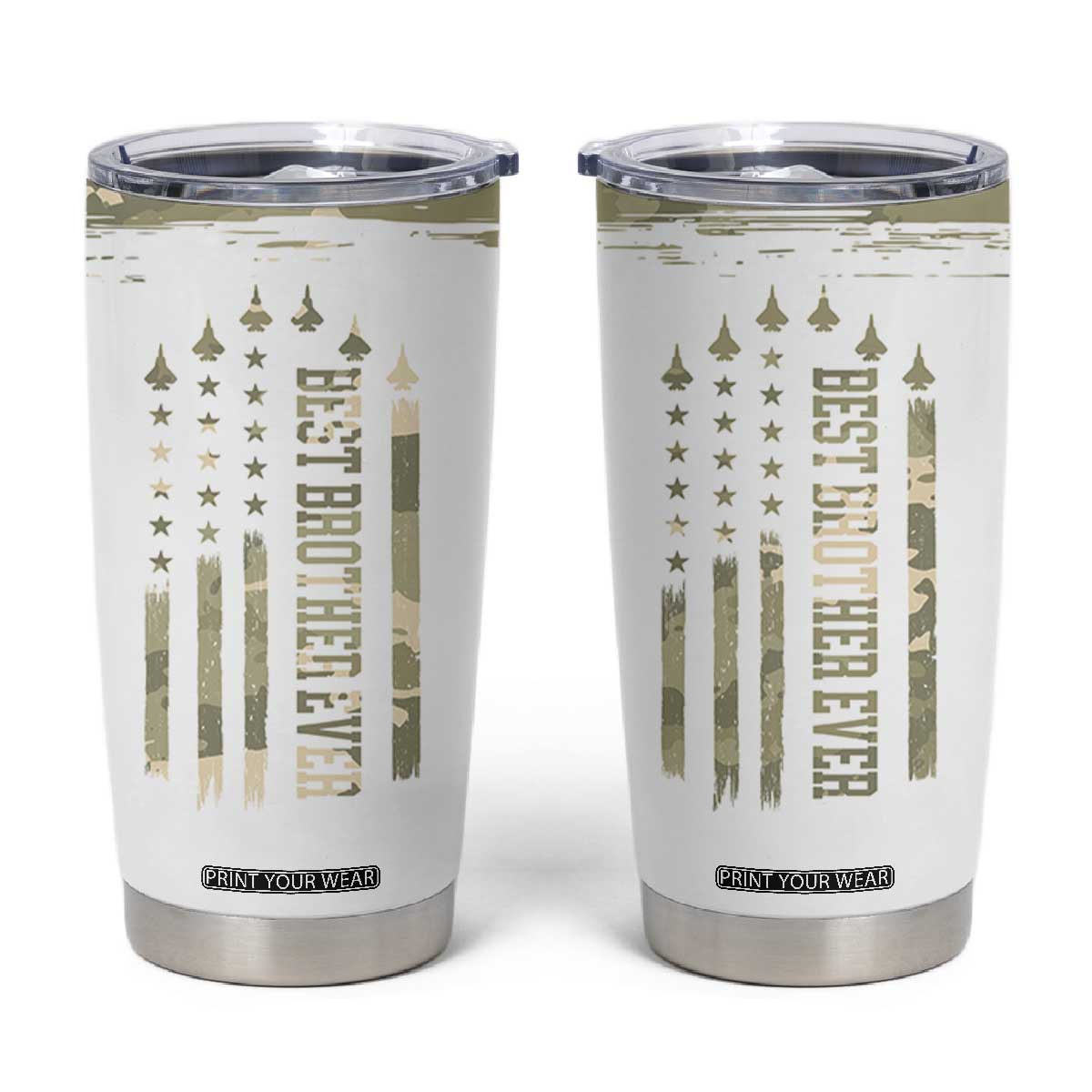 Best Brother Ever Tumbler Cup Camo US Flag Gifts From Sisters Siblings TB10 White Print Your Wear