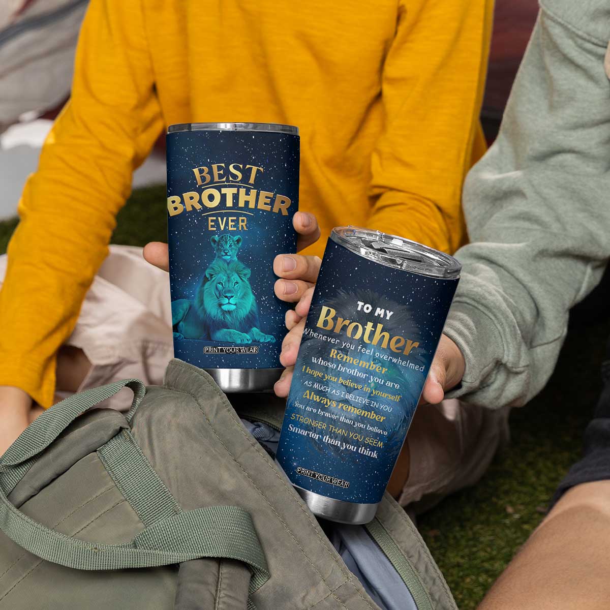 Best Brother Ever Tumbler Cup Brothers Adult Big Brother Gifts Lion TB10 Print Your Wear