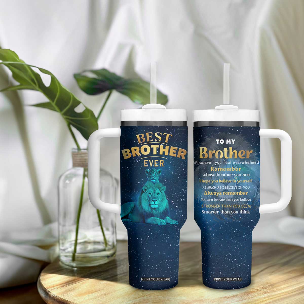 Best Brother Ever Tumbler With Handle Brothers Adult Big Brother Gifts Lion TB10 Print Your Wear
