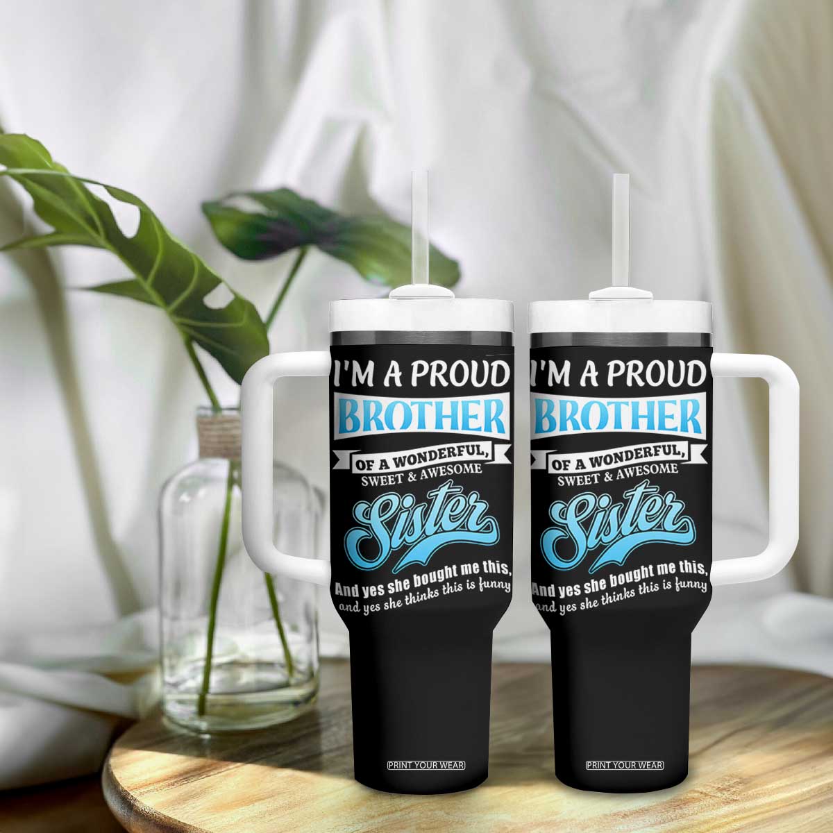 Funny Brother Gifts From Sister Tumbler With Handle Im A Proud Brother TB10 Print Your Wear
