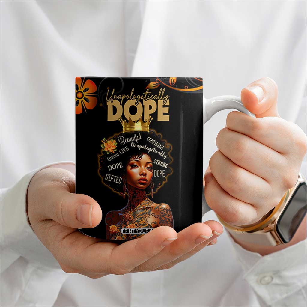 Afro Woman Coffee Mug Black Women Unapologetically Dope Juneteenth Black History Afican Roots TB10 Print Your Wear