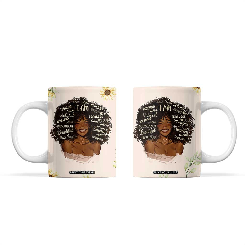 Christian Gifts for Black Women Coffee Mug Sunflower African American Afro Black Girl Encouragement Religious Gift TB10 Cream Print Your Wear
