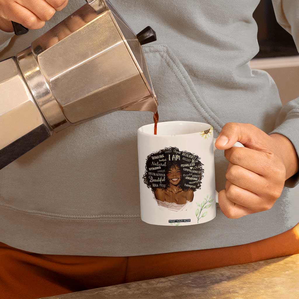 Christian Gifts for Black Women Coffee Mug Sunflower African American Afro Black Girl Encouragement Religious Gift TB10 Print Your Wear