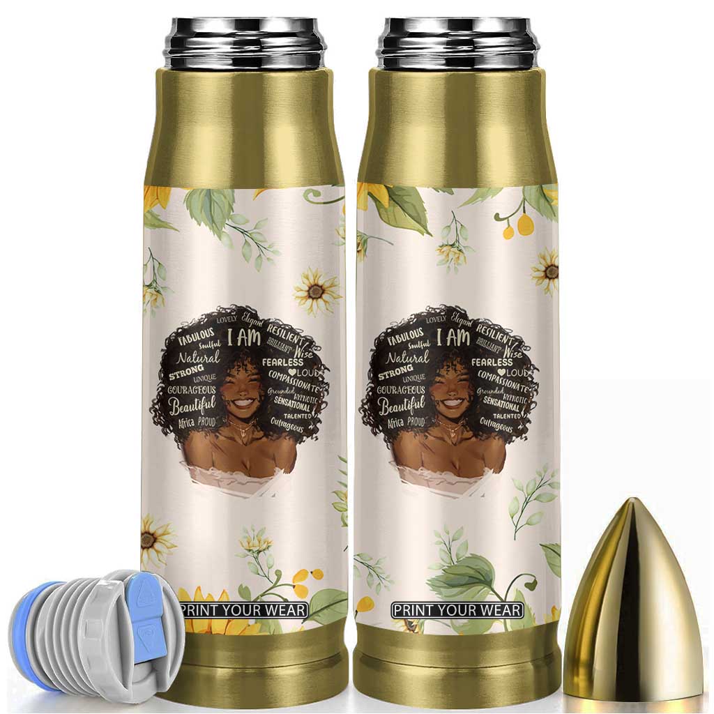 Christian Gifts for Black Women Bullet Tumbler Sunflower African American Afro Black Girl Encouragement Religious Gift TB10 Cream Print Your Wear