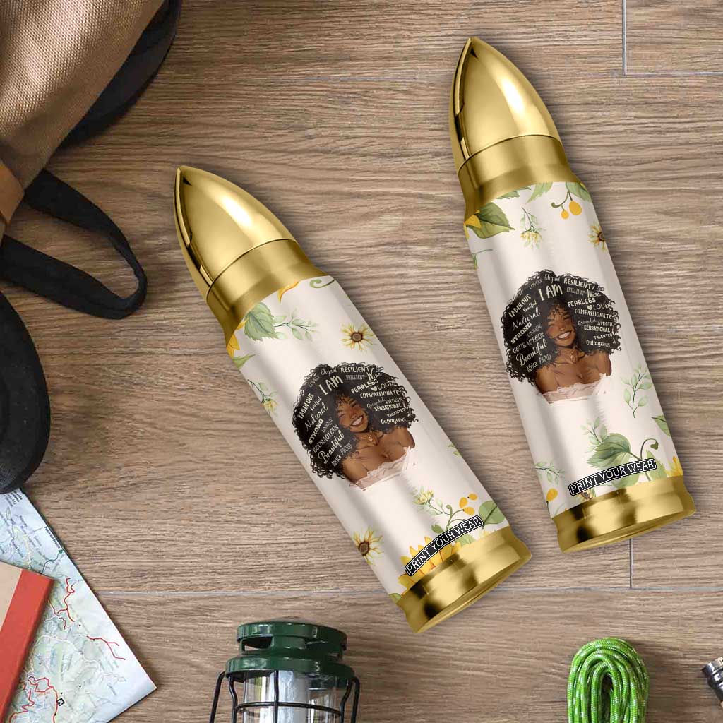 Christian Gifts for Black Women Bullet Tumbler Sunflower African American Afro Black Girl Encouragement Religious Gift TB10 Print Your Wear