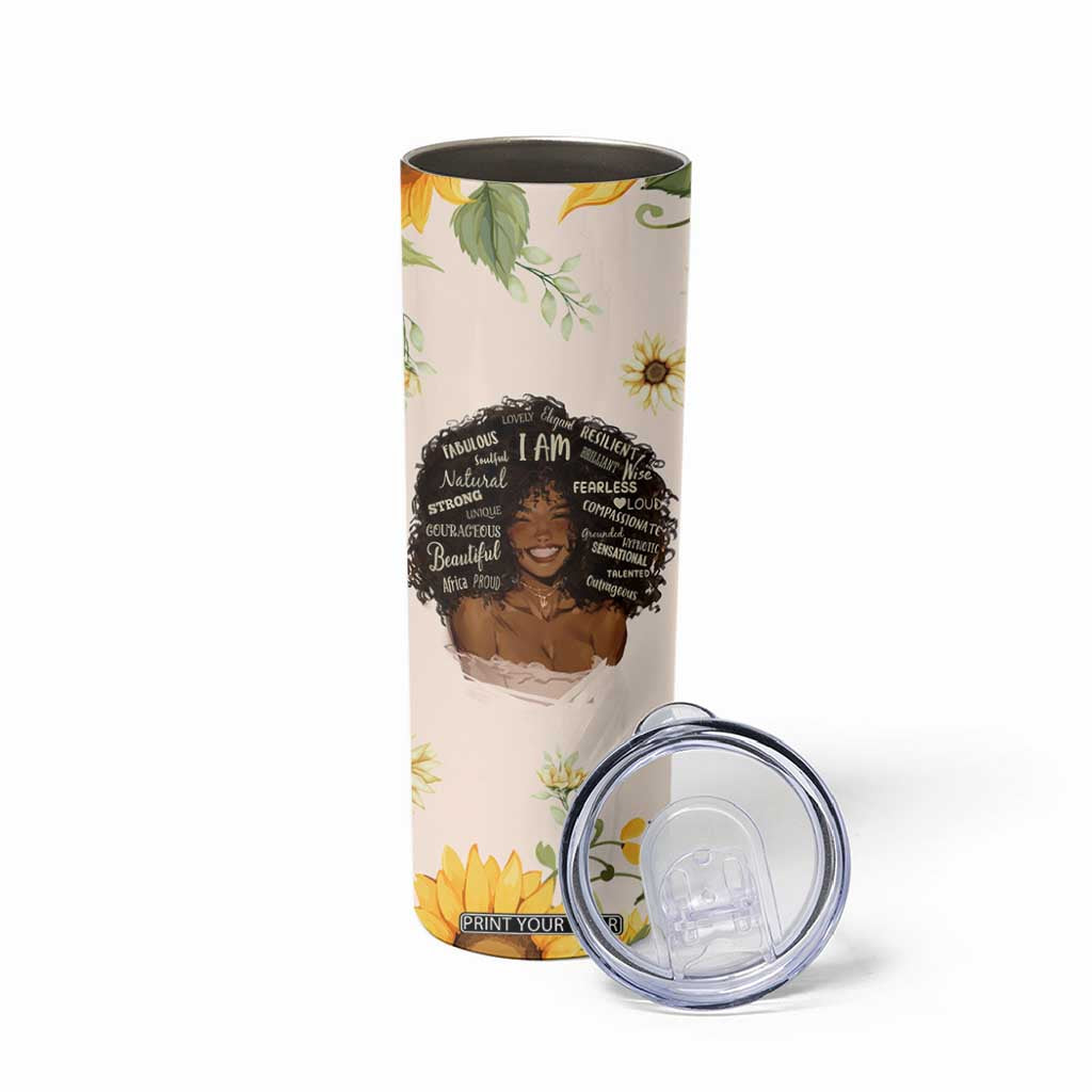 Christian Gifts for Black Women Skinny Tumbler Sunflower African American Afro Black Girl Encouragement Religious Gift TB10 Print Your Wear