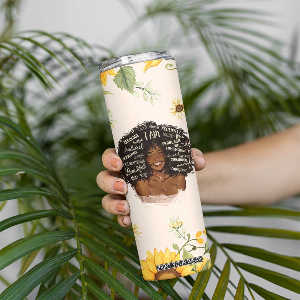 Christian Gifts for Black Women Skinny Tumbler Sunflower African American Afro Black Girl Encouragement Religious Gift TB10 Print Your Wear