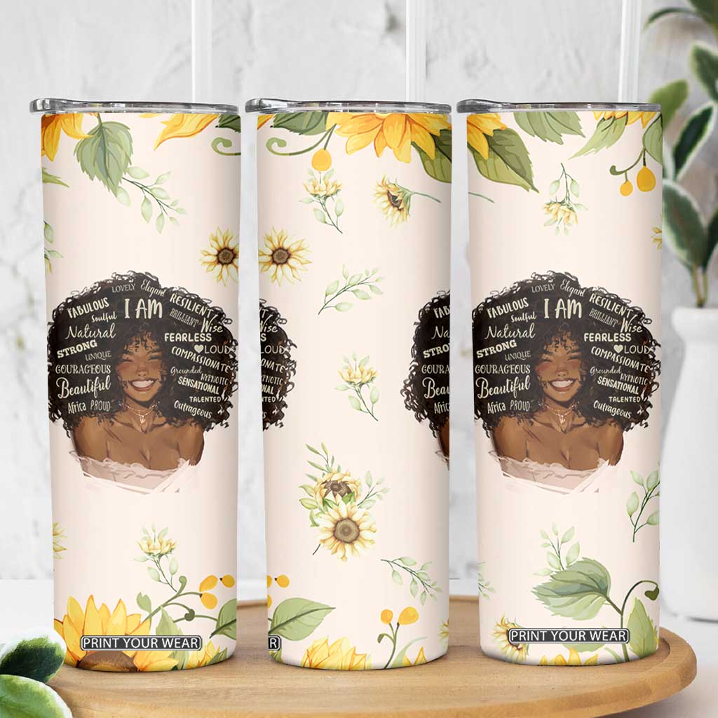 Christian Gifts for Black Women Skinny Tumbler Sunflower African American Afro Black Girl Encouragement Religious Gift TB10 Print Your Wear
