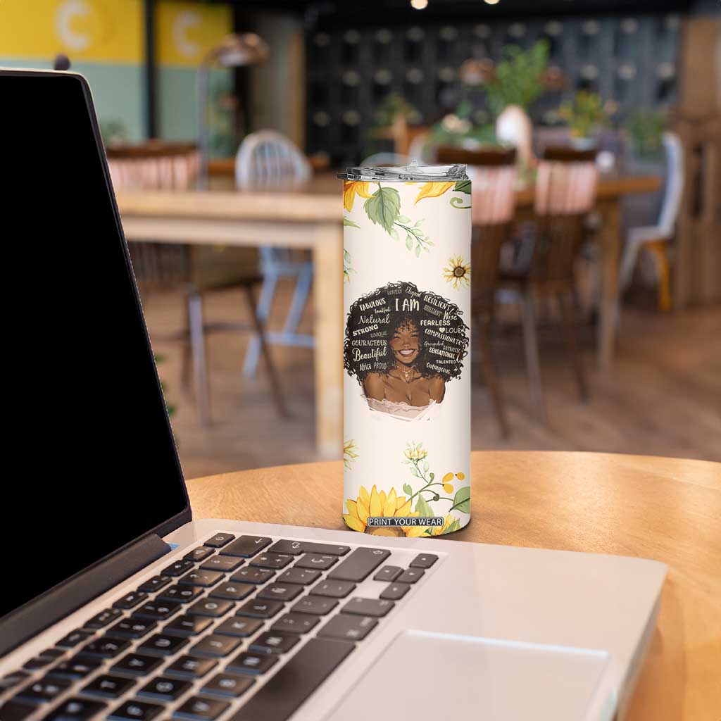 Christian Gifts for Black Women Skinny Tumbler Sunflower African American Afro Black Girl Encouragement Religious Gift TB10 Print Your Wear