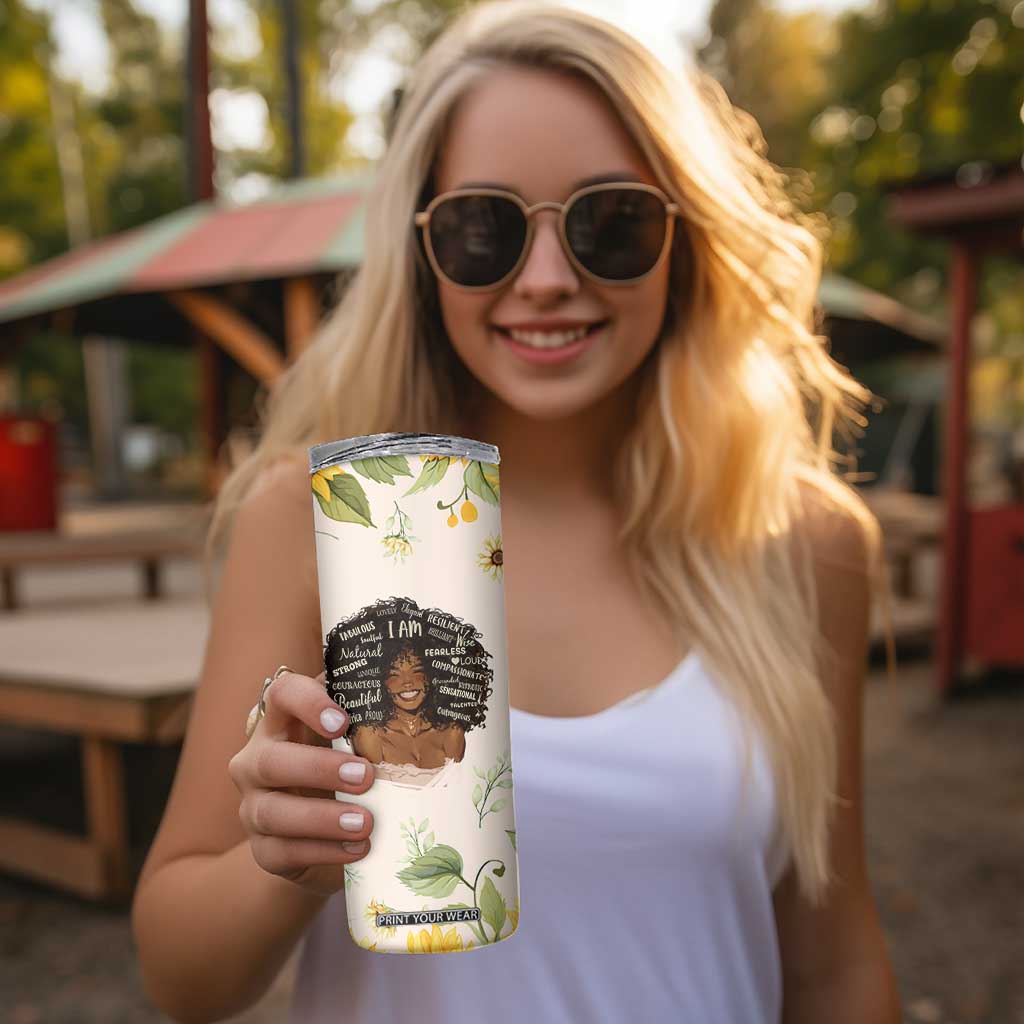 Christian Gifts for Black Women Skinny Tumbler Sunflower African American Afro Black Girl Encouragement Religious Gift TB10 Print Your Wear
