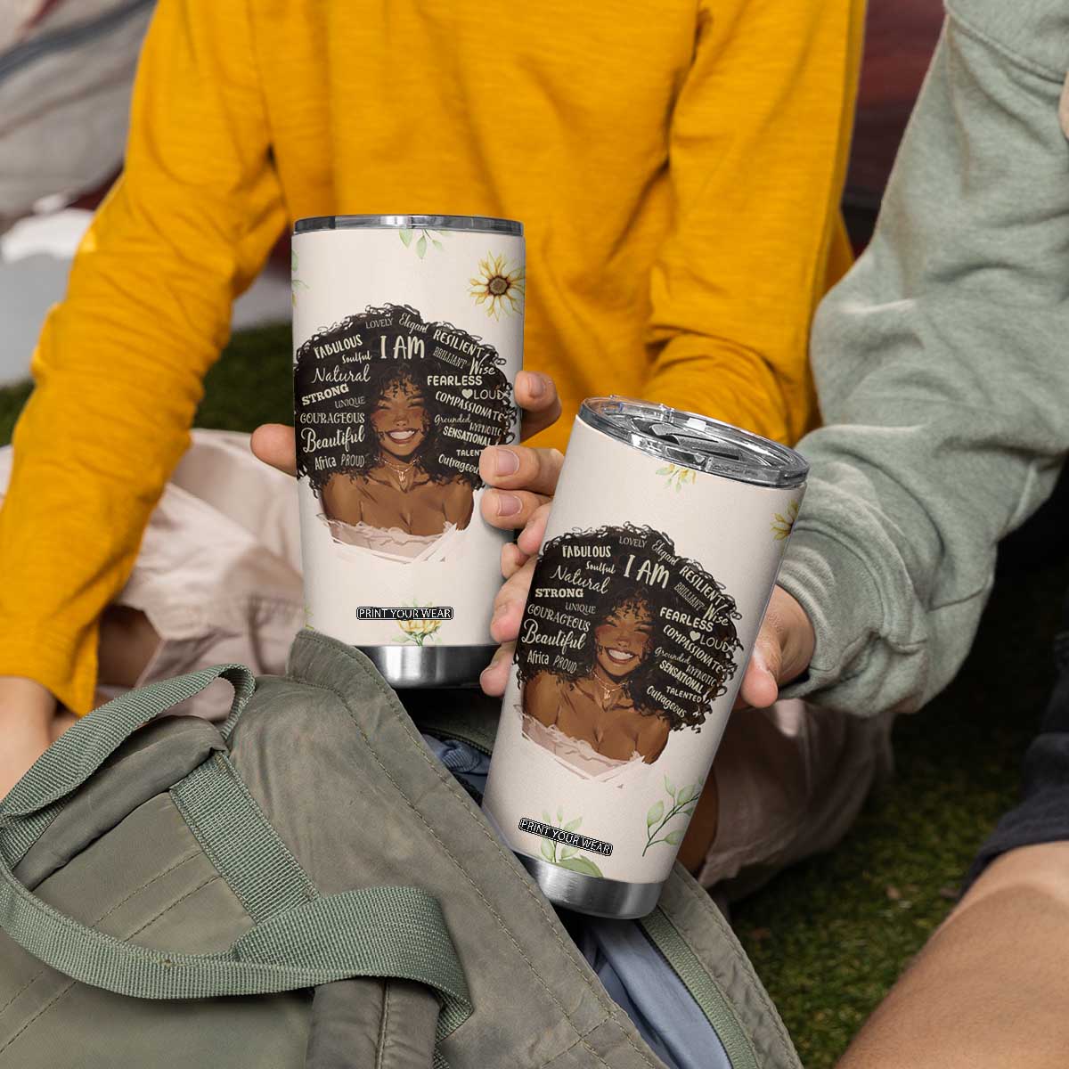 Christian Gifts for Black Women Tumbler Cup Sunflower African American Afro Black Girl Encouragement Religious Gift TB10 Print Your Wear