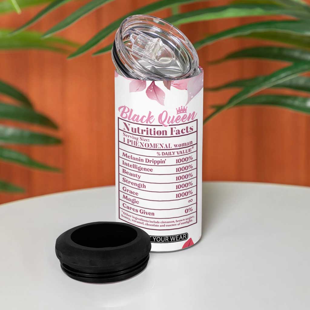 Black Queen 4 in 1 Can Cooler Tumbler Afro Afican Roots Women Floral Juneteenth Black History TB10 Print Your Wear