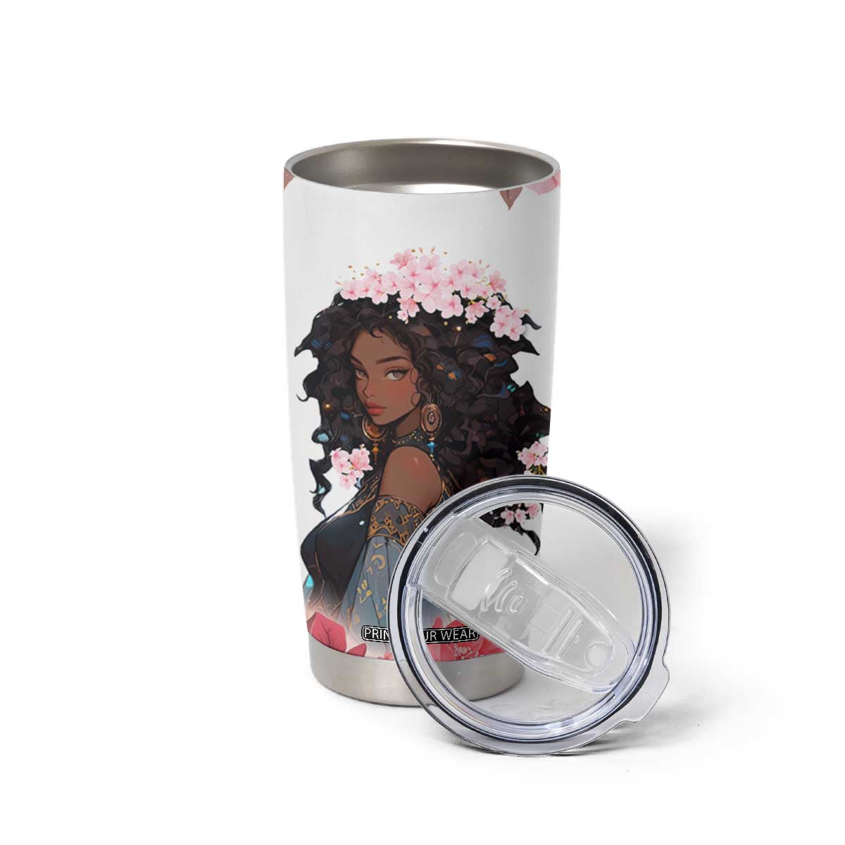 Black Queen Tumbler Cup Afro Afican Roots Women Floral Juneteenth Black History TB10 Print Your Wear